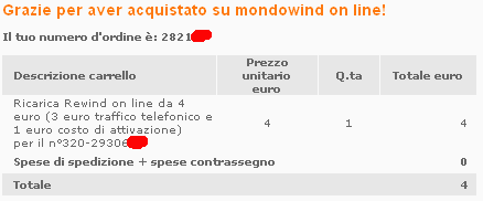 ricarica wind 4 euro