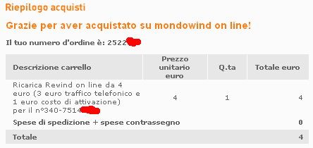 ricarica wind 4 euro